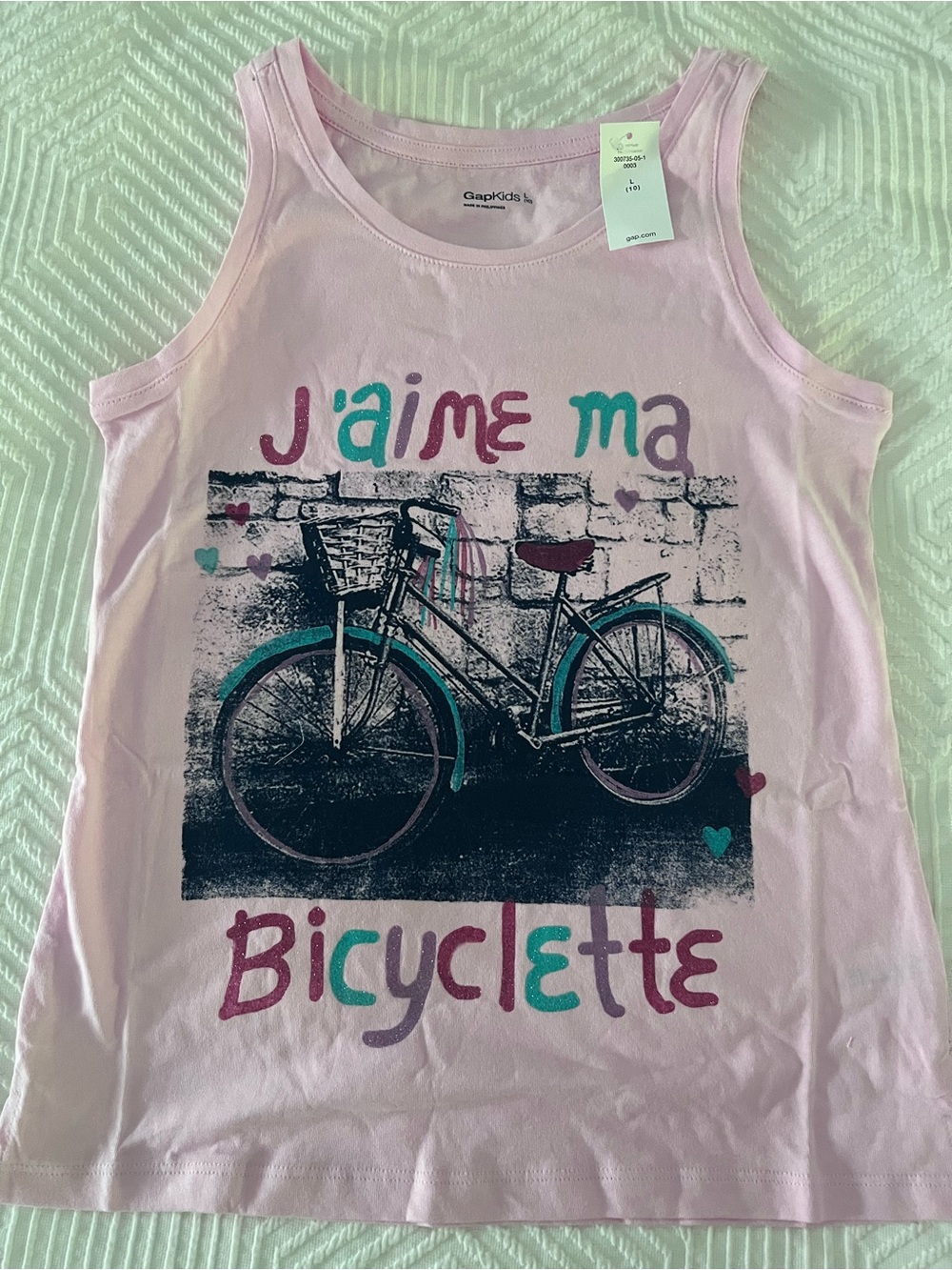GAP Pink Tank Top with Teal & Purple Bicycle Graphic